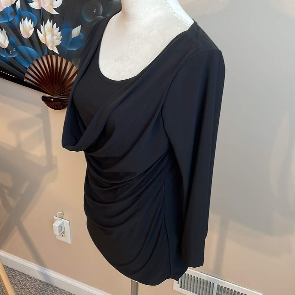 Flattering drape neck, faux layered top - Picture 2 of 5
